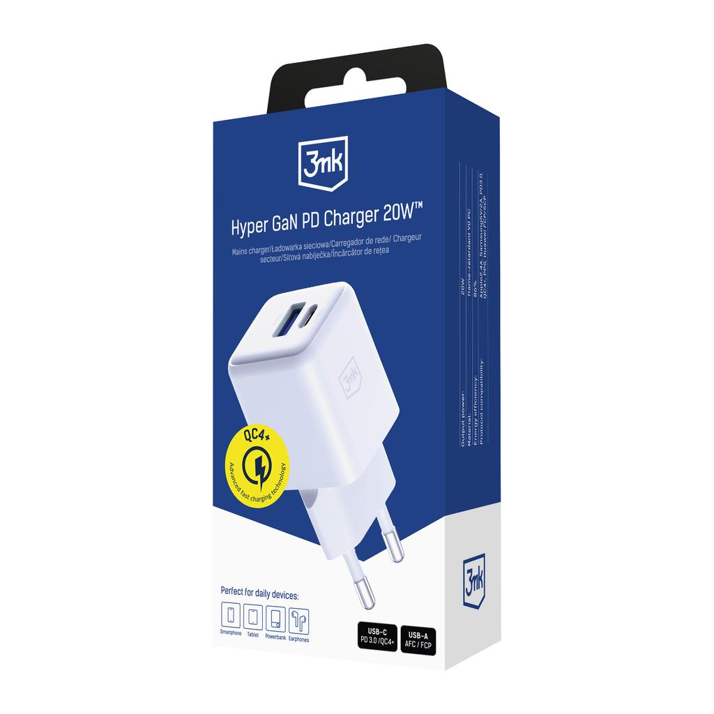 Accessories -3mk Hyper GaN Charger 20W QC4+ PD PPS USB 1A1C White EU
