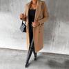 Women's Midi Long Wool Coat Double Breasted Trench Coat Classic Notch
