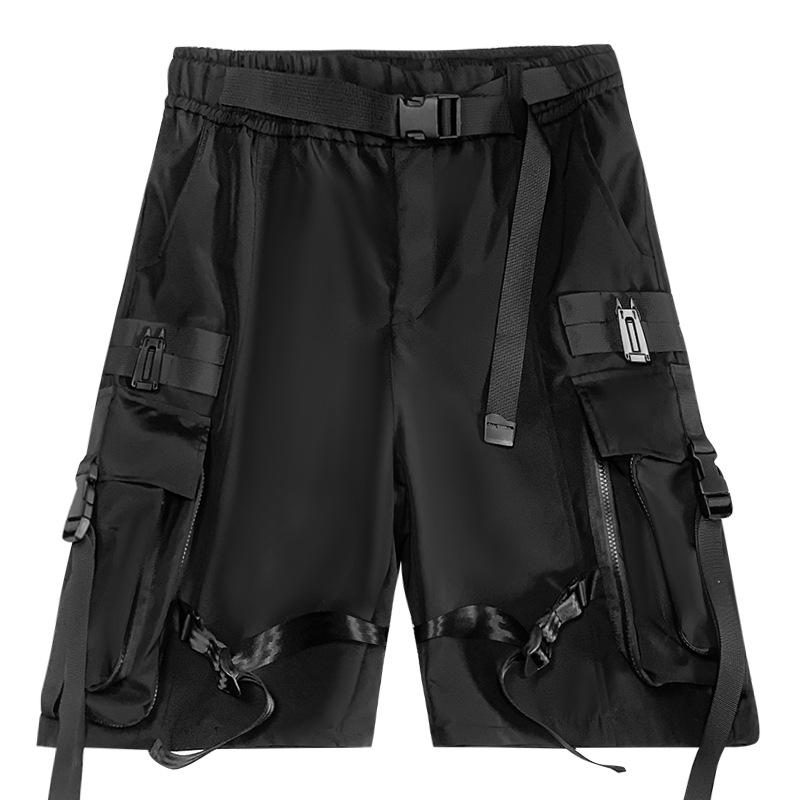 Мужские шорты-карго в уличном панк-хип-хоп стиле, тактические techwear, до колена, широкие штанины