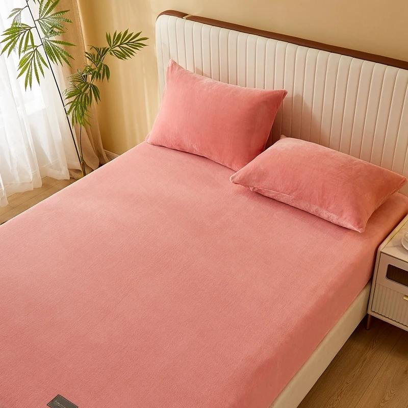 Мягкая бархатная простыня с резинками, нескользящие регулируемые наматрасники для односпальной двуспальной кровати размера «king-size» 160x200 см (нет наволочек)