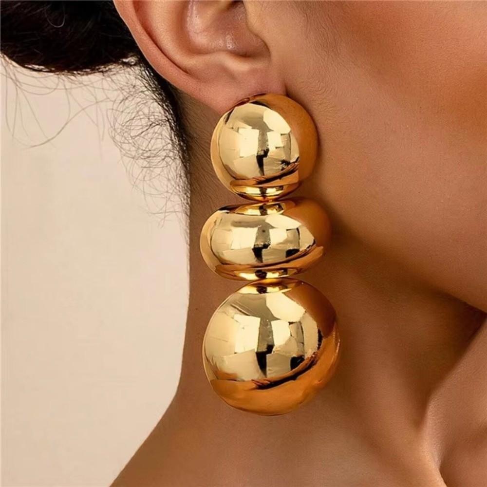 Metal Large Earrings Golden Women Jewelry Retro Geometric Earrings Party Travel Gift