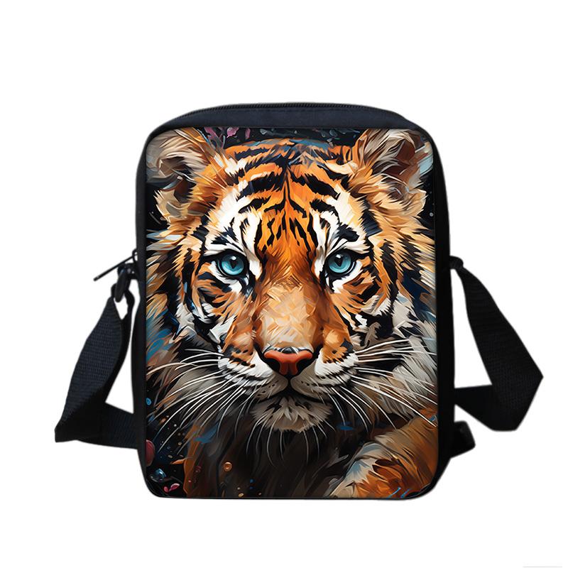 Новая сумка через плечо от Tiger универсальна, модная и имеет неконфликтный анималистичный принт.. Это школьный подарок на день рождения для мальчиков и девочек