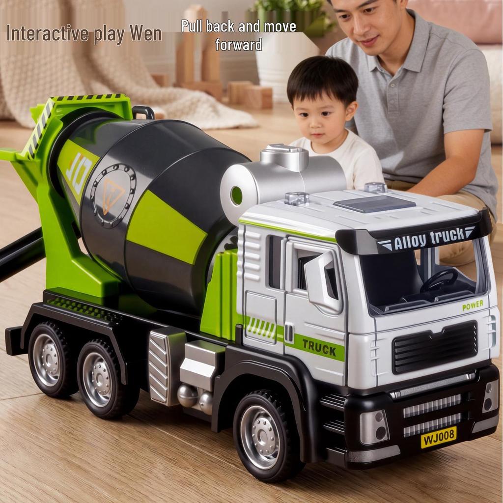 Large Alloy Cement Mixer Truck Toy for Children - Dischargeable Tank Construction Vehicle for Boys