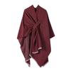 European and American Style Women's Fashion Shawl Knitted Solid Color Pashmina Split Tie Cape Autumn and Winter Warm Scarf