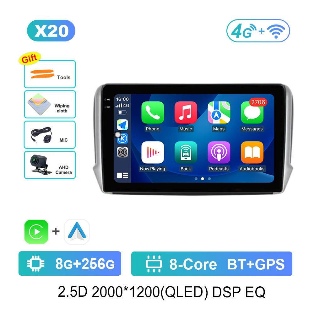 Навигация GPS Android 14 для Peugeot 2008 208 Series 2012 - 2018 Автомобильный Видео Мультимедиа Аудио Плеер WiFi HD Экран Bluetooth