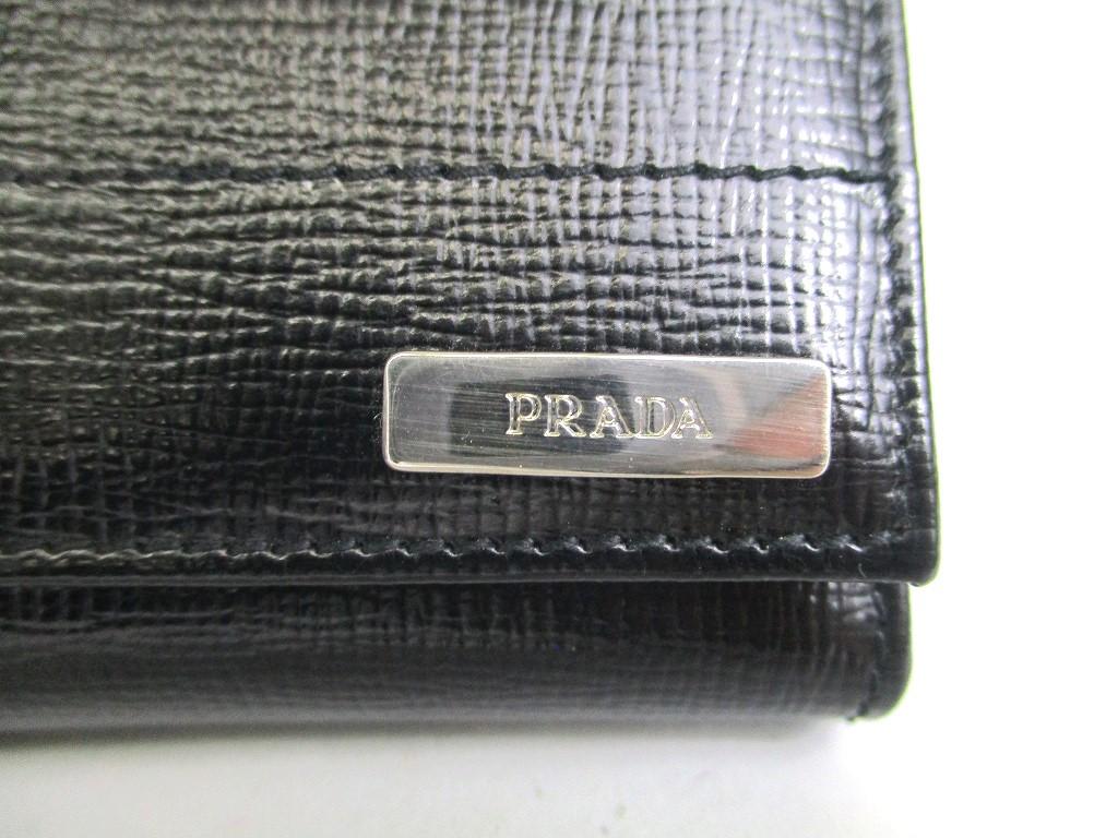 Оригинальный PRADA Черная Кожа 6 Карманов для Ключей #a091 Открытая коробка