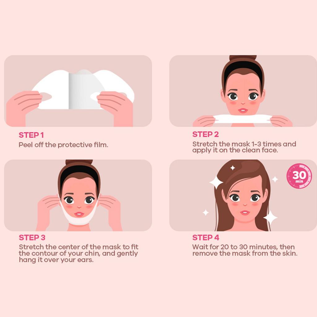 Маски для лица с V-образной линией, устраняющие двойной подбородок, тонизирующая гидрогелевая коллагеновая маска с гиалуроновой кислотой и центеллой азиатской, пластырь для подтяжки шеи (3 пункта)