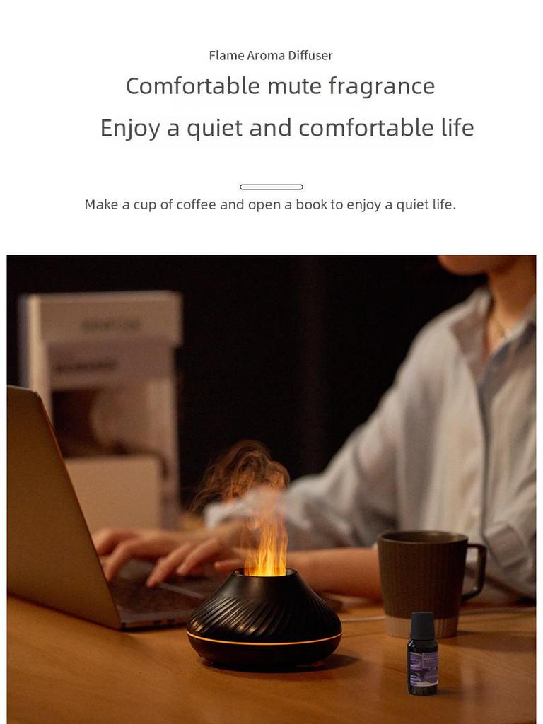 Seven-Color Flame Aromatherapy Humidifier & USB Atmosphere Lamp