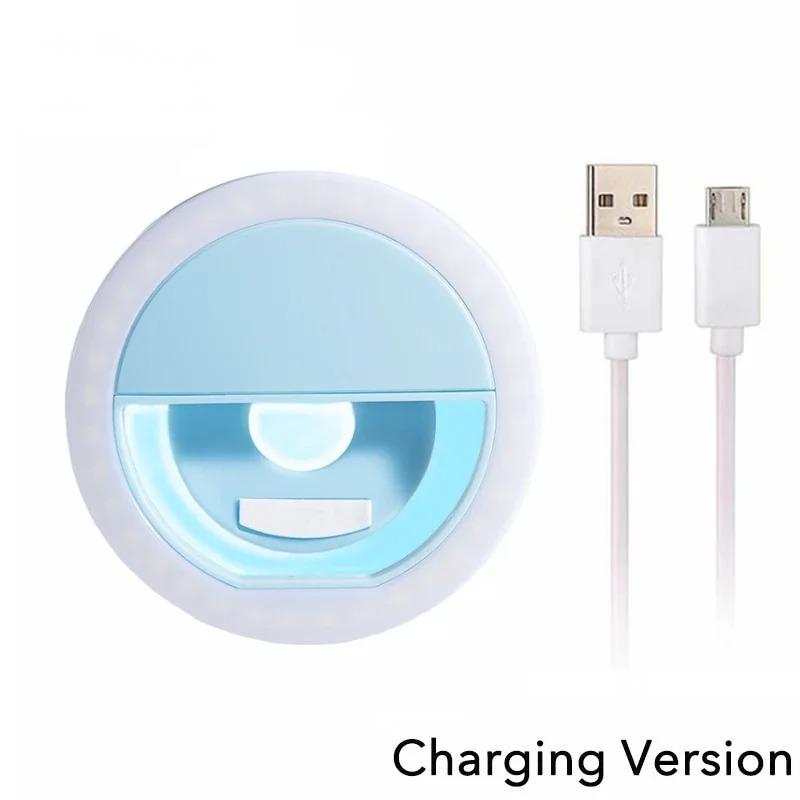 Mini LED Selfie Ring Light USB Rechargeable Portable Clip-On Lamp for Mobile Phone Live Stream Makeup Photography