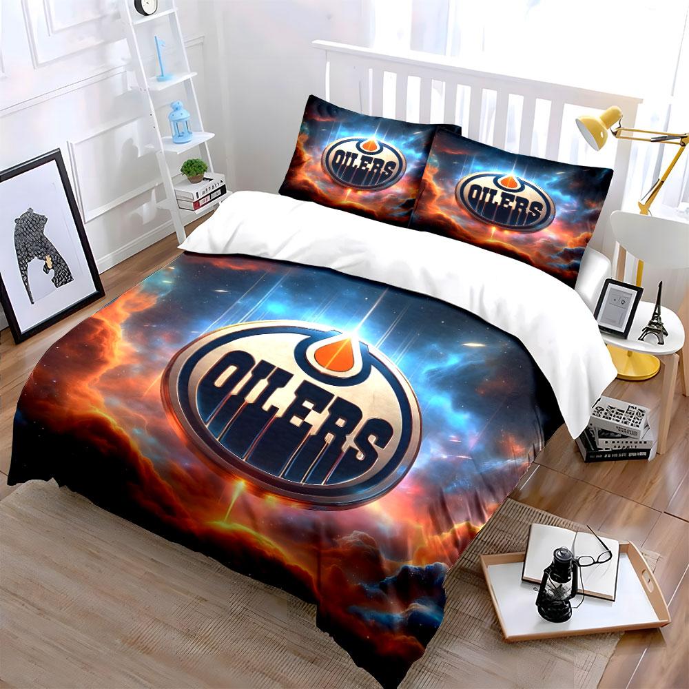 "Colorful Oilers Team Logo Design" Print Bedding Set Duvet Cover Pillowcases (1* Duvet Cover 2* Pillowcases Do Not Include Comforter)