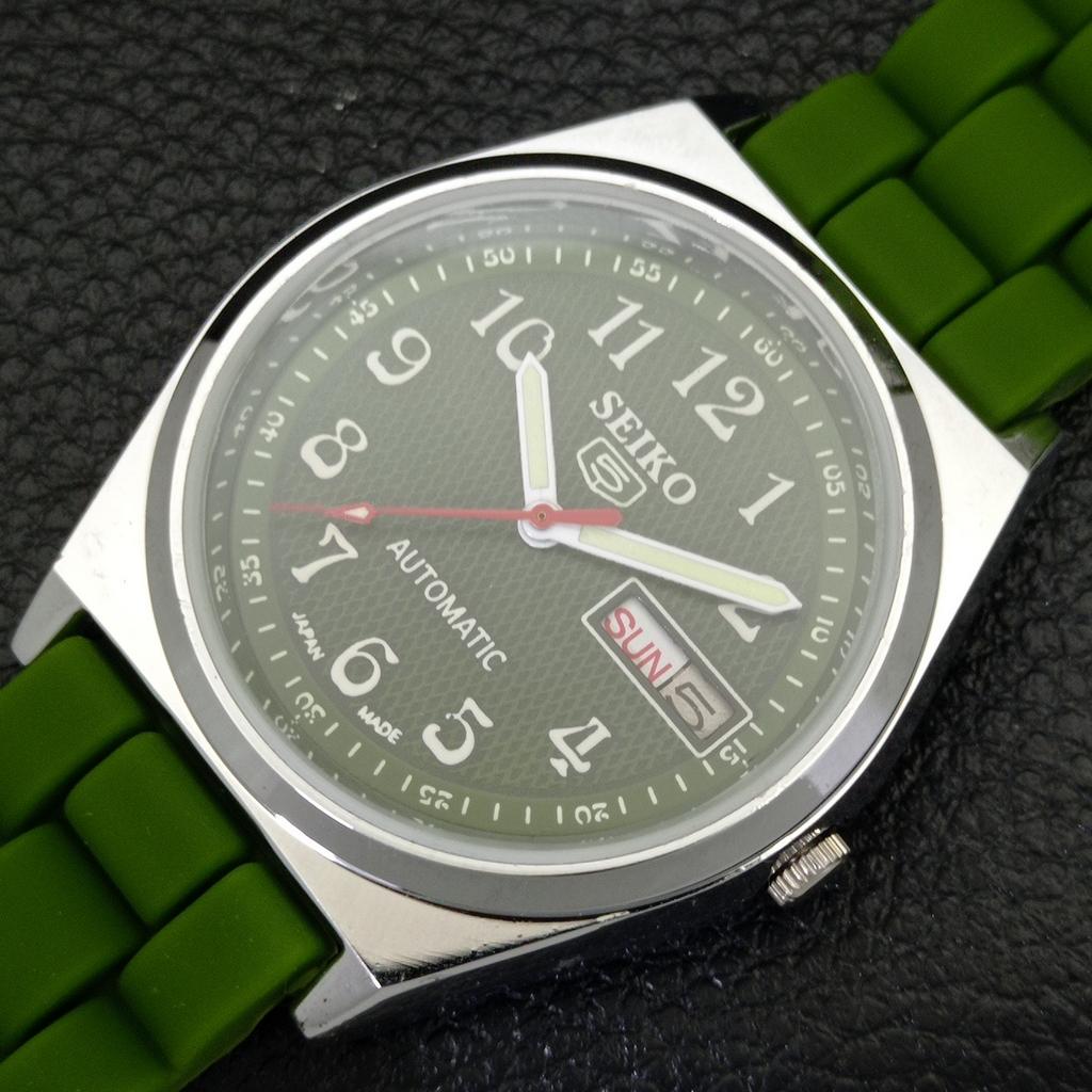 ВИНТАЖНЫЕ АВТОМАТИЧЕСКИЕ ЧАСЫ SEIKO 5, ЯПОНИЯ, МУЖСКИЕ, ЗЕЛЕНЫЙ ЦИФЕРБЛАТ, a435125-2