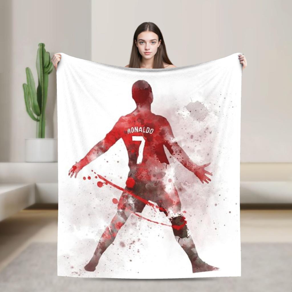 Football Legend CR7 Plush Blanket Vintage Throw Blanket for Home 125*100cm Bedspread
