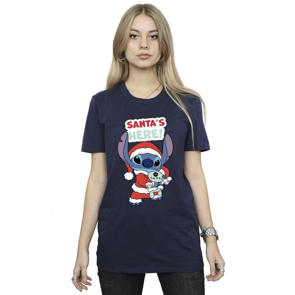 Disney Womens/Ladies Lilo & Stitch Santa´s Here Cotton Boyfriend T-Shirt