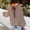 Winter Women's Oversized Long Sleeve Striped Sweater Casual Crewneck Side Split Tunic Pullover Jumper Knit Tops