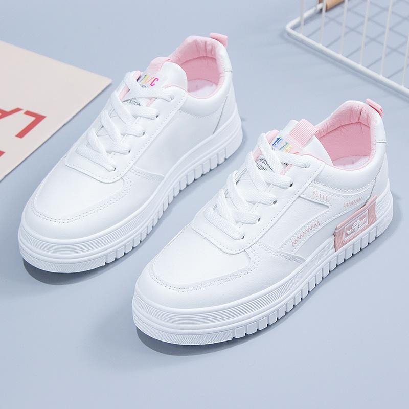 2024Женская обувь из искусственной кожи, женские кроссовки на платформе, женские кроссовки для бега, дышащая спортивная обувь, нескользящая женская обувь для бега