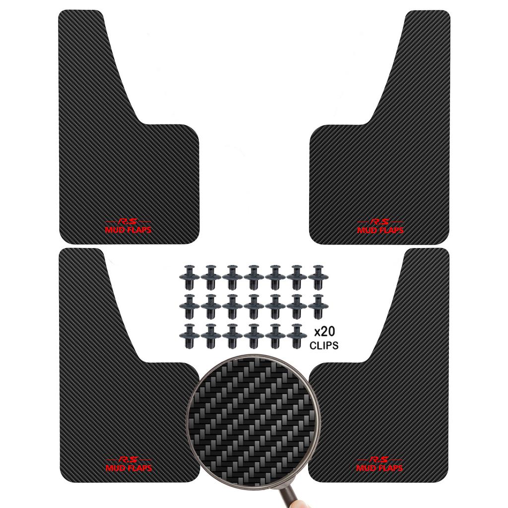 Car Universal Black RED Carbon Fiber Effect Splash Guards Mud Flaps Molded Mudguards Fender Cover Front Rear Styling Accessories