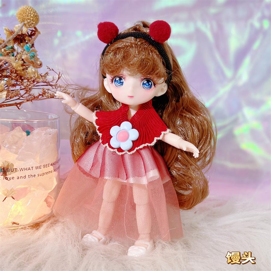 16 см 3D Комиксные Глаза Девочка Принцесса BABI Кукла Игрушки 1/8 BJD Суставы Подвижные Красивая Одежда Белая Кожа Детские Игрушки для Переодевания Подарки