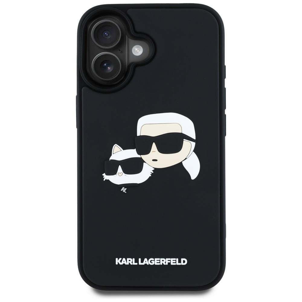 Karl Lagerfeld Hc 3D Rubber Double Heads Case For Iphone 16 Black