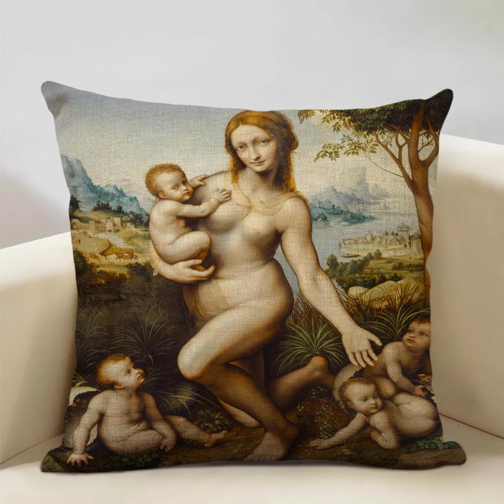 Four Seasons General World Famous Paintings Decorative Throw Pillow Case 45x45cm Cushion Cover for Living Room Sofa
