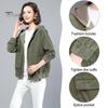 Fall Spring Women Corduroy Jacket Patch Pockets Hooded Loose Colorblock Elastic Cuffs And Hem Streetwear Office And Leisure Coat
