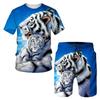 Men's T-Shirts Shorts 3D Printe Tracksuit Cool Animal Pattern Couple Outfits Two Piece Sportswear Set