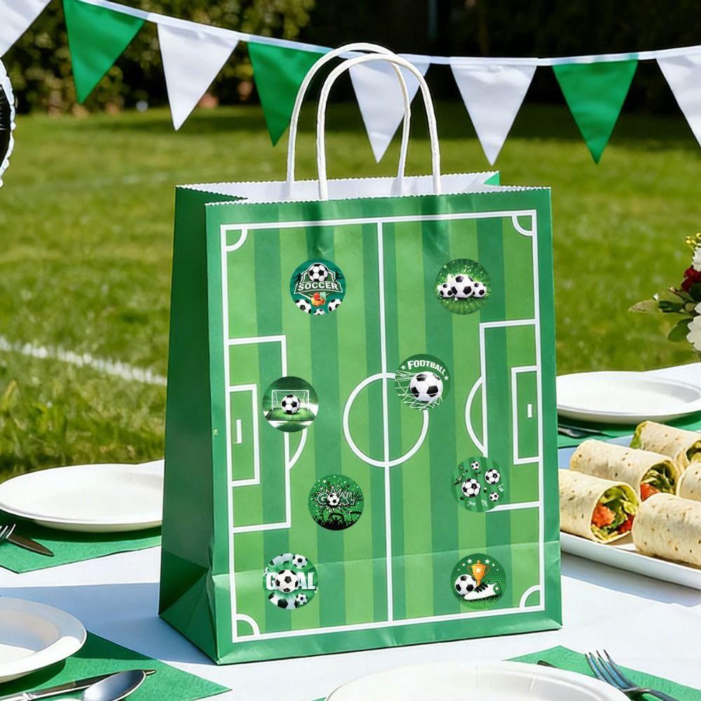 500Pcs Self-Adhesive Soccer Stickers Round Football Pattern Sealing Sticker Party Decor
