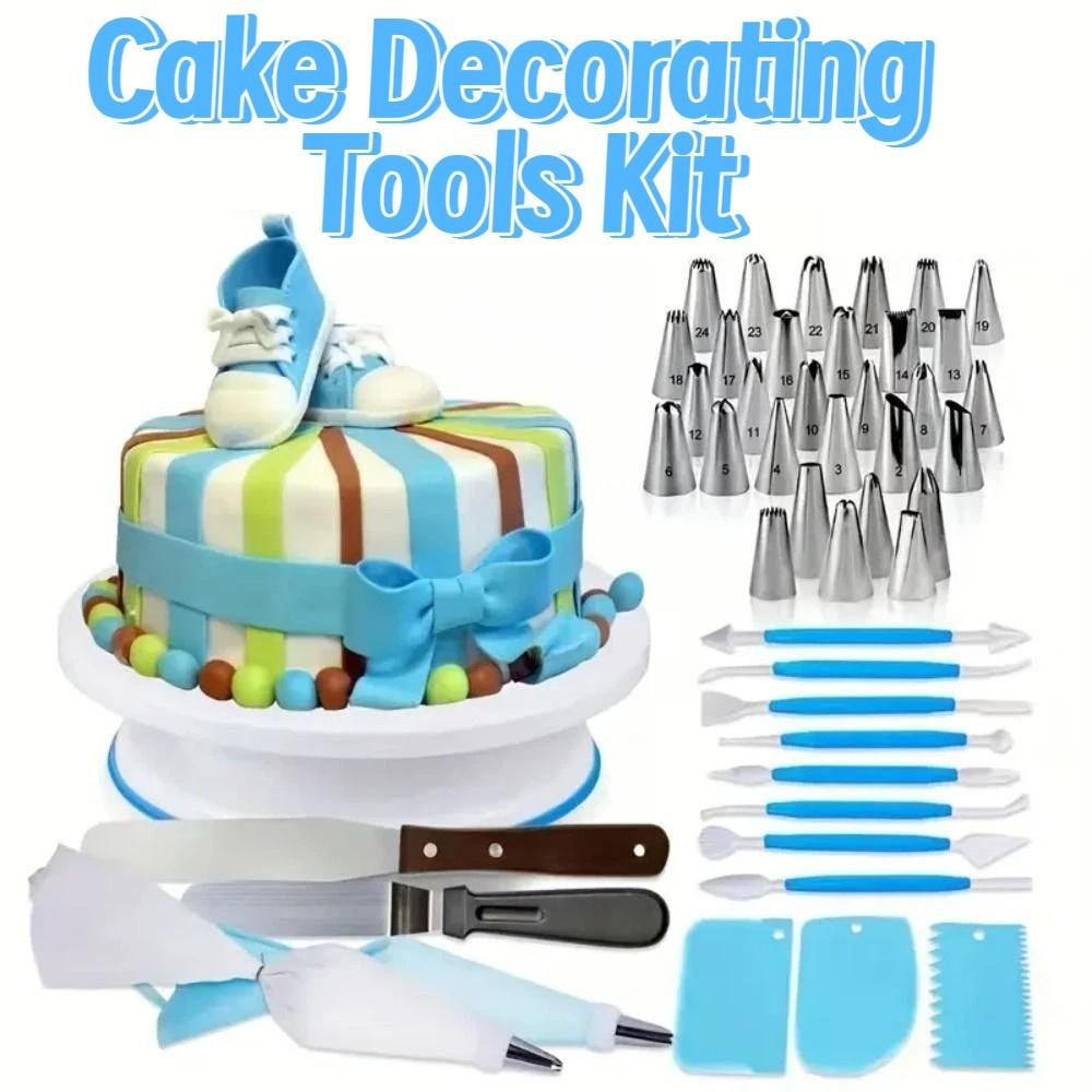 Набор из 207 предметов: Многофункциональный поворотный столик для кондитера, Набор насадок и мешков для крема, Для изготовления десертов и выпечки