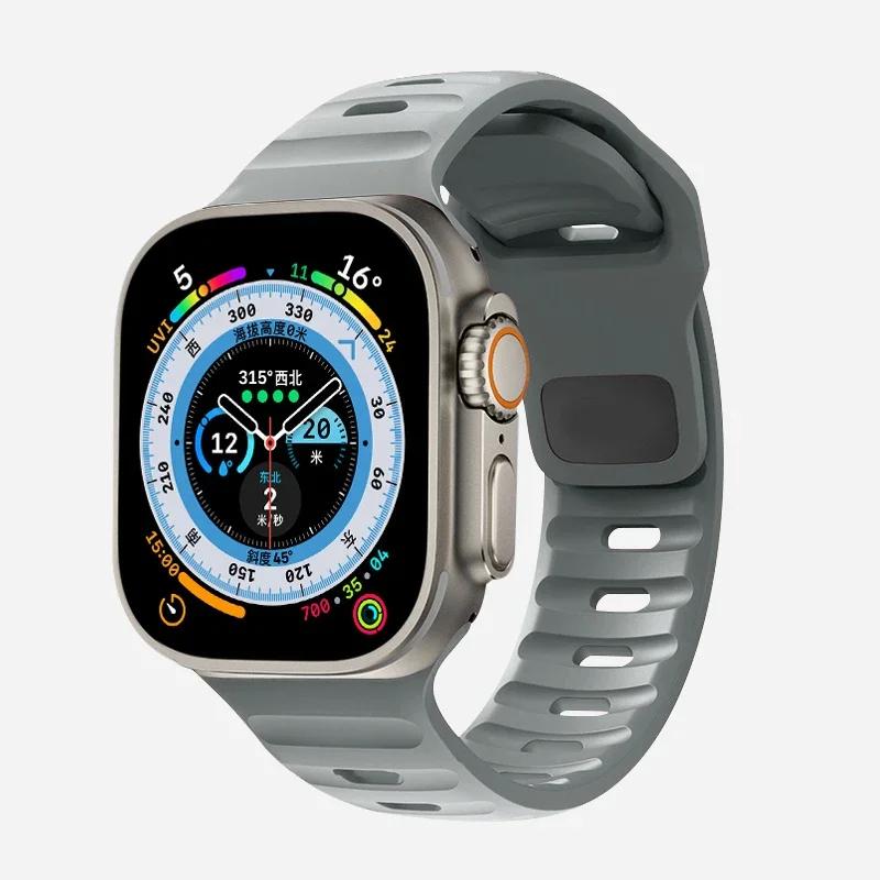 Мягкий силиконовый ремешок для Apple Watch Band Ultra 49 мм 44 мм 45 мм 42 мм 41 мм 42 мм 38 мм спортивный ремешок для часов iwatch Serise 8 7 6 5 браслет