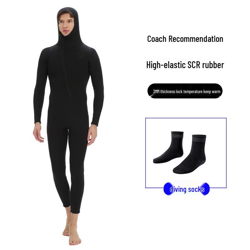 Мужской неопреновый гидрокостюм-fullsuit 3 мм, с задней молнией, теплый для сноркелинга и зимнего дайвинга