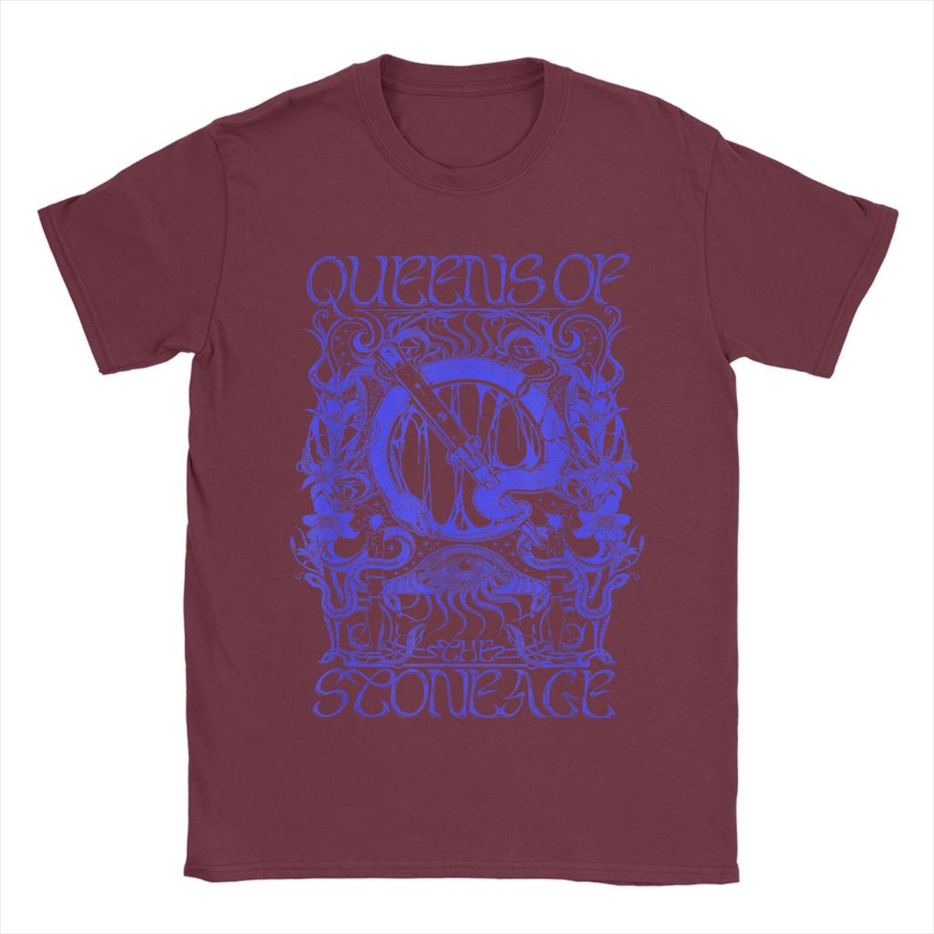 Funny Queens Of The Stone Age Illustrated T-Shirts for Men Round Neck Pure Cotton T Shirt Short Sleeve Tees Summer Clothes