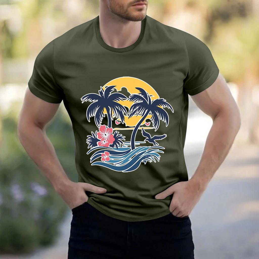 Men's Stand Collar Short Sleeve Shirt Loose Leisure Holiday Shirt Man