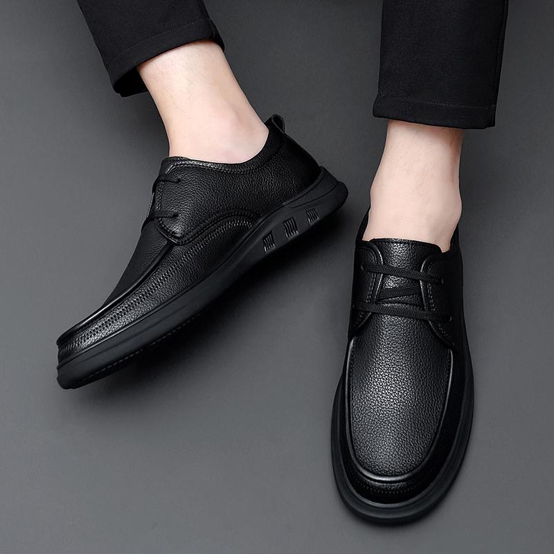 Genuine Leather Shoes Men Cow Leather Mens Casual Shoes Black Brown Plus Size Wedding Party Dress Shoes