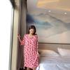 Modal Polka Dot V-Neck Nightdress - Women's Medium-Length, Loose Fit, Short Sleeve Home & Beach Dress