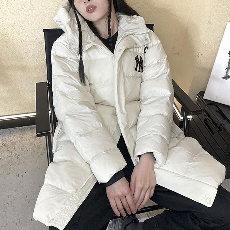 Новая пуховая куртка MLB New York Yankees длинная унисекс белая 3ADJB0326-50CRS
