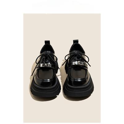 Черные кожаные туфли на шнуровке, маленькие, женские, весенние, новые, в британском стиле, универсальные, одинарные туфли для женщин