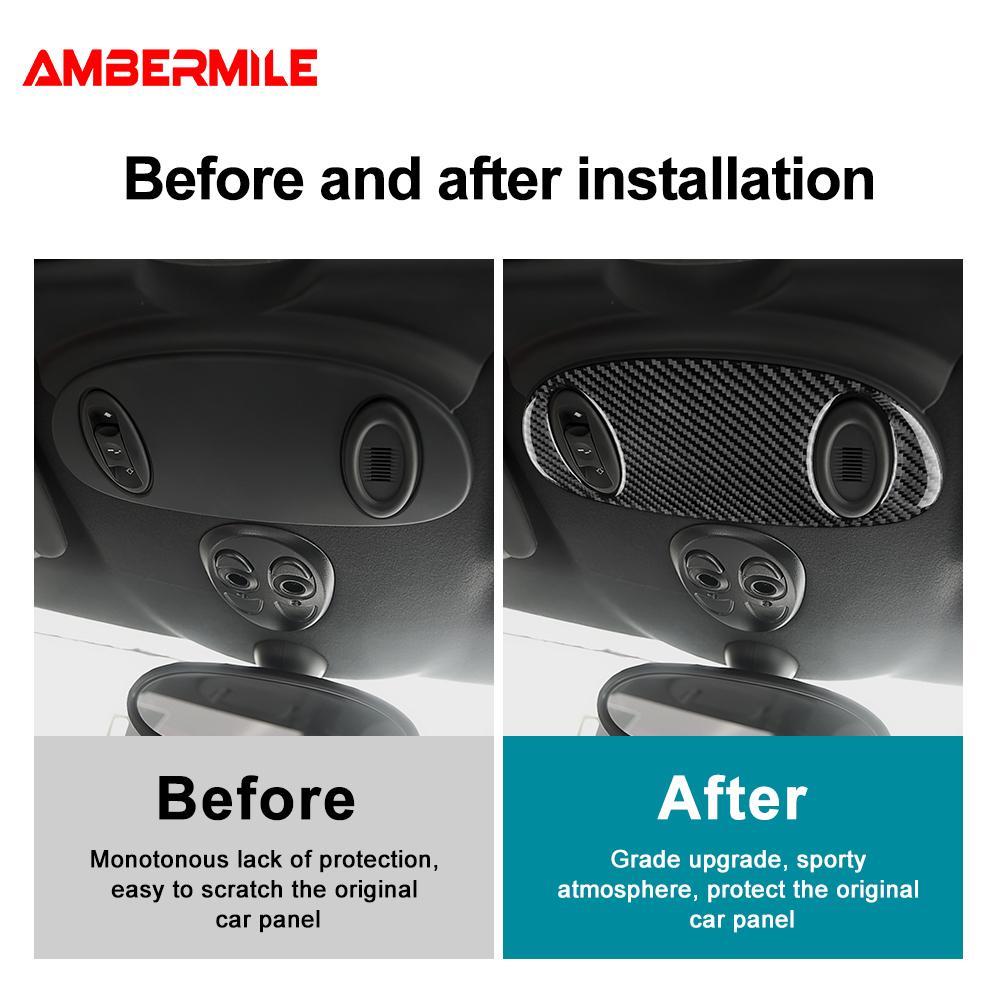 For Mini Cooper R50 R53 2001-2006 Car Roof Reading Light Console Real 3D Soft Carbon Fiber Sticker Overhead Cover Interior Trim