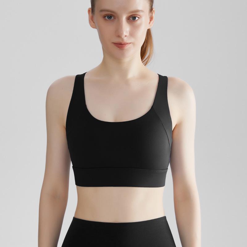 Женский спортивный бюстгальтер высокой прочности LAHN: Ударопрочная фиксированная чашка для бега, фитнеса и йоги