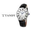 [Tandy] Classic Couple Leather Watch T-1714 Men's White,Korean Popular Watches