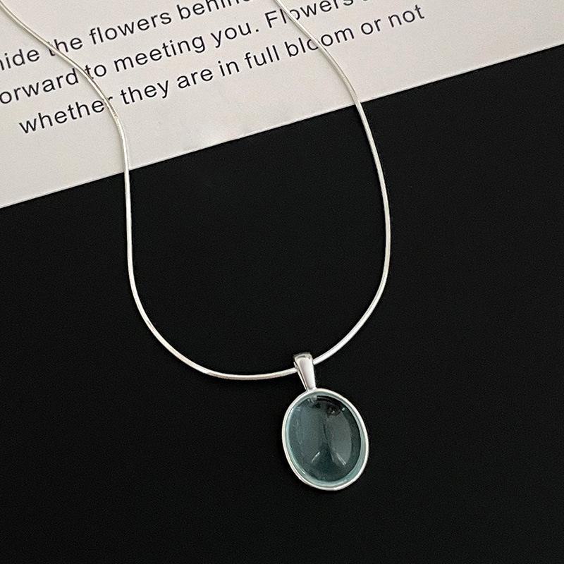 Ожерелье из овального аквамарина и лунного камня Banyan Tree S925 Silver - уникальная цепочка на ключицу для девушки 