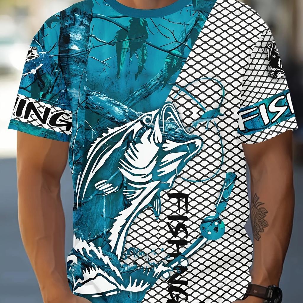 New Fashion Trend 3D Printed Fishing Pattern Short Sleeved Men's Short Sleeved T-shirt Summer Essential