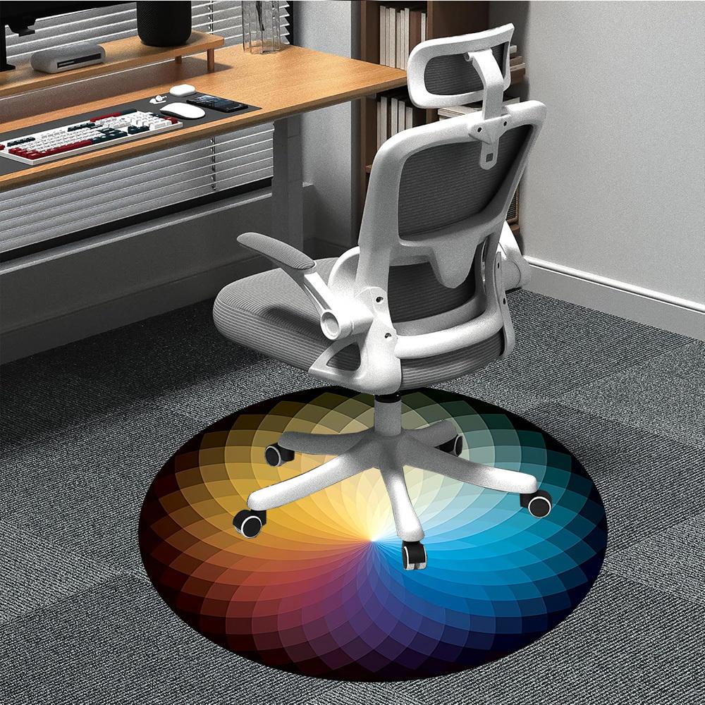1pc Color Wheel Chair Carpet for Office, Non-slip, Soft and Durable Office Rug for Interior Decoration, Perfect for Office yy260313028