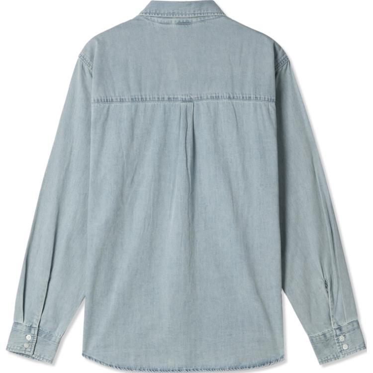 Levis Однотонная Минималистичная Удобная Джинсовая Рубашка с Длинным Рукавом Мужские рубашки Светло-голубой 002HI-0001