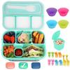 16-Piece Plastic Bento Lunch Box Set for Students with Microwave-Safe Compartments and Fruit Picks