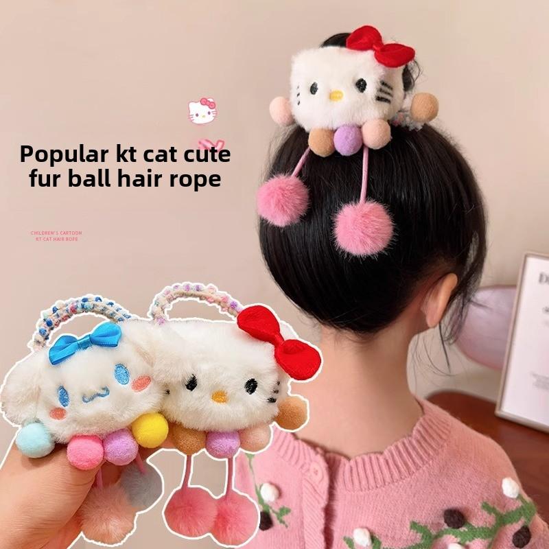 Детская повязка на голову Повязка на голову Куроми Пряжа Милая мультяшная резинка для волос Девочка Завязанный хвостик Голова-пончик Аксессуар для волос Sanrio