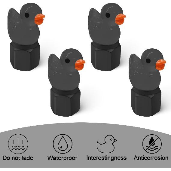 4 Pack Cute Duck tire Valve caps, Glow in The Dark Tire Valve Caps, Interesting and Practical Tire Decoration, Can be Used for Cars, Motorcycles,