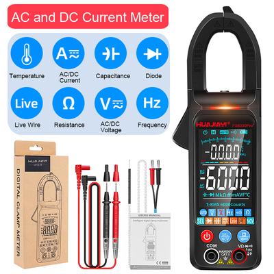 Цифровые клещи постоянного/переменного тока, 6000 отсчетов, 400 А, мультиметр, большой цветной экран, тестер напряжения, автомобильный Гц, Ncv, омметр