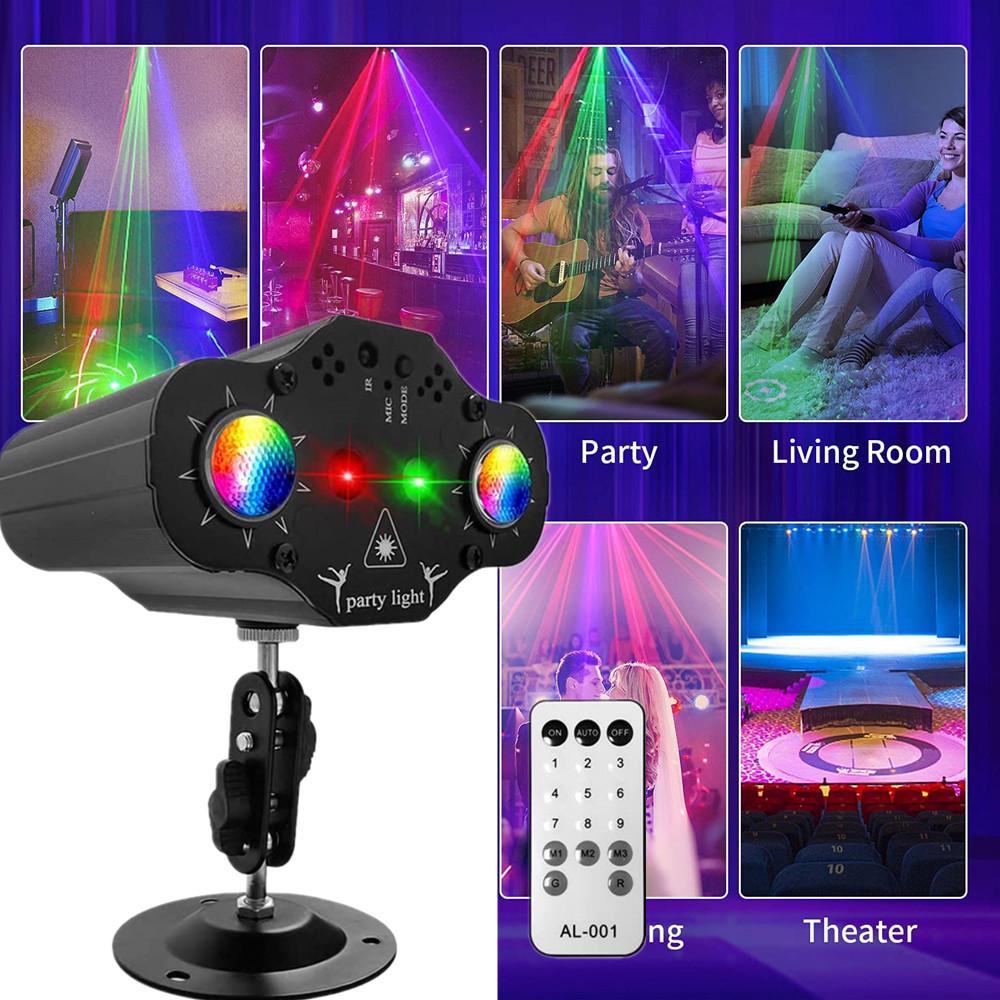 1SET Stage DJ Party Laser Projector Disco Voice Activated Red Green Blue Strobe Lights Club Family Festive Christmas Lights