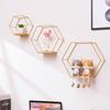Wall Organizer Storage Shelf Wrought Iron Hexagon Living Room Wall Hanging Storage Rack Bedroom Bathroom Decoration Accessories