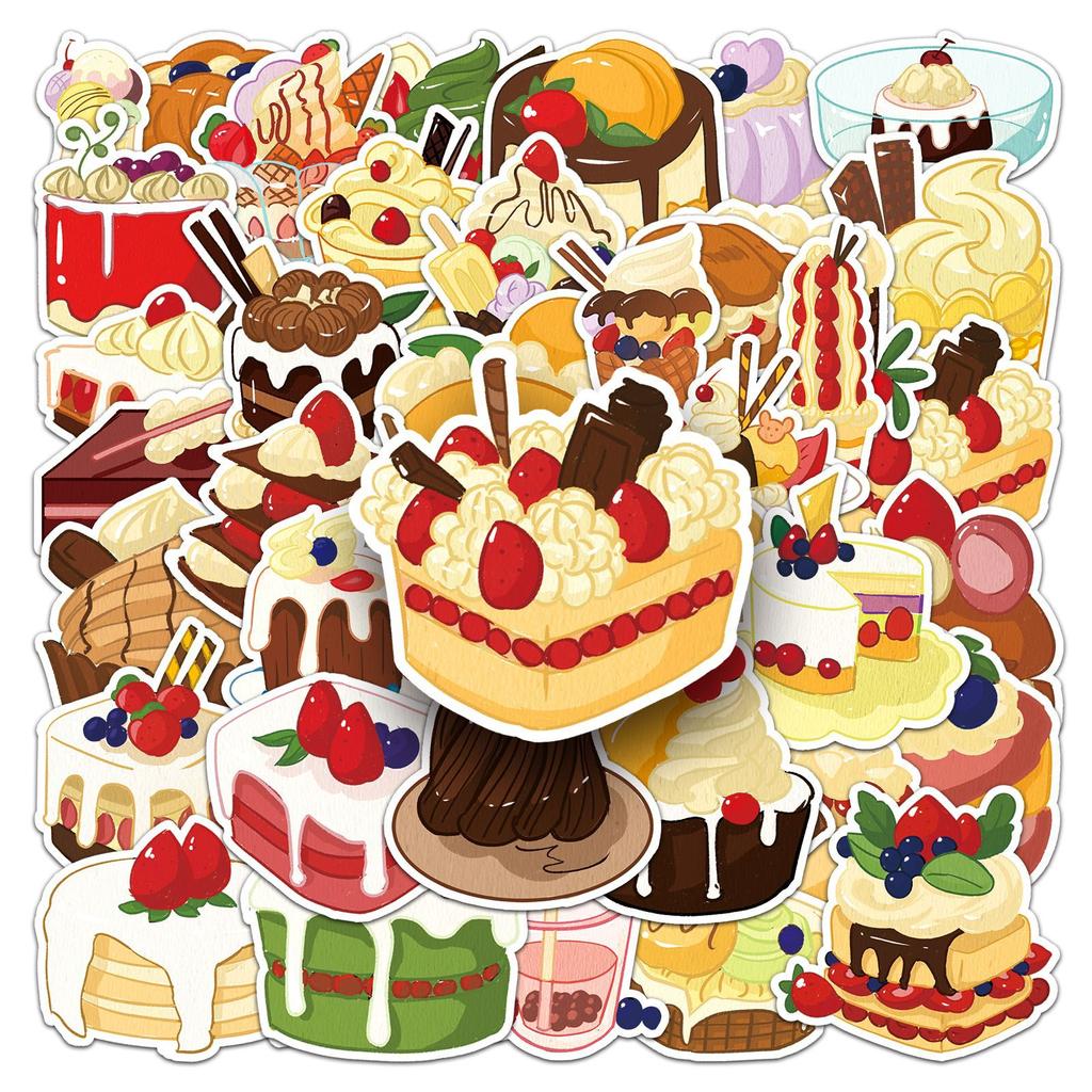 50 Dessert Doodle Personalized Hand-painted Cakes for Kids Decorative Mobile Phone Case Suitcase Stickers Waterproof