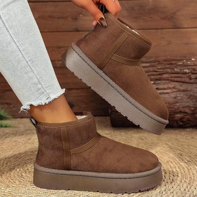 Женские зимние сапоги-дутики большого размера на толстой подошве средней высоты голенища, новые осенне-зимние 2025 года, бархатные утепленные теплые хлопковые сапоги, женская обувь